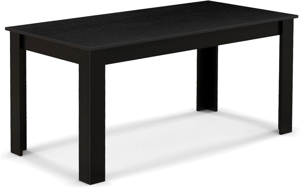 Tavolo da Pranzo da 160 cm per 8 Persone, Tavolo da Pranzo Fisso con Robuste Gambe a L, Tavolo Moderno per Cucina e Sala da Pranzo, Nero (Nero)