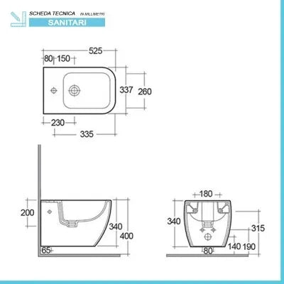 Coppia di Sanitari sospesi Metropolitan in ceramica con Water, Bidet e Copriwater slim