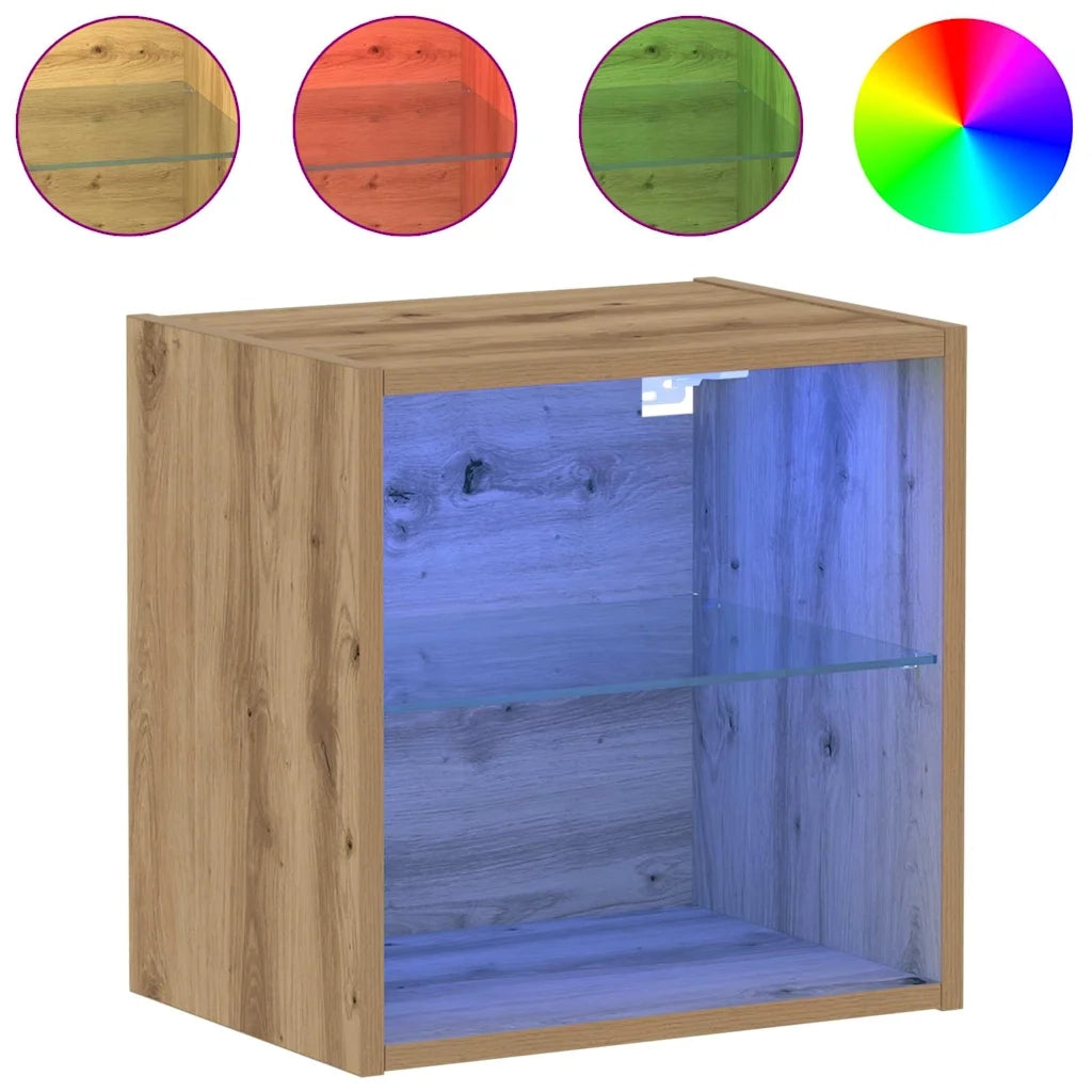 Mensola galleggiante con luce LED con lo scaffale 2 pcs Marrone 863093