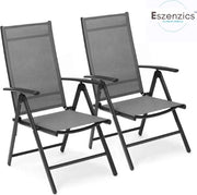 Set di sedie da giardino pieghevoli - 2 pezzi - in alluminio - schienale regolabile - carico 120Kg - colore grigio