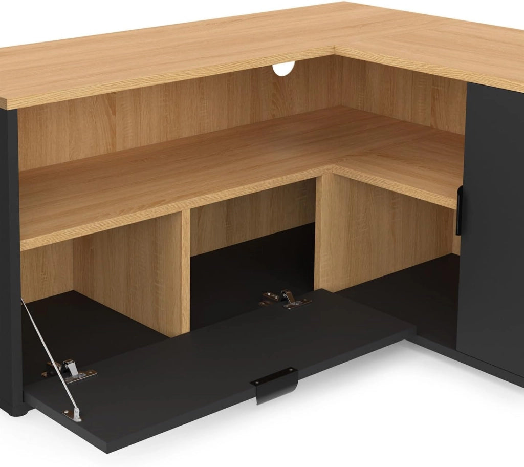 Mobile TV angolare BALTAZAR 90 x 90 cm in faggio e nero