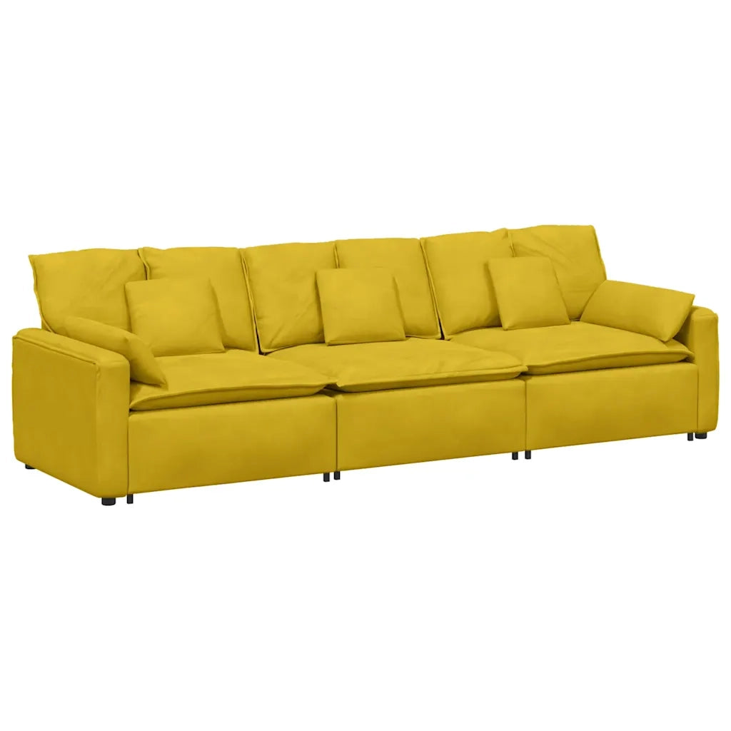 Divano Modulare con Cuscini Giallo 3321105
