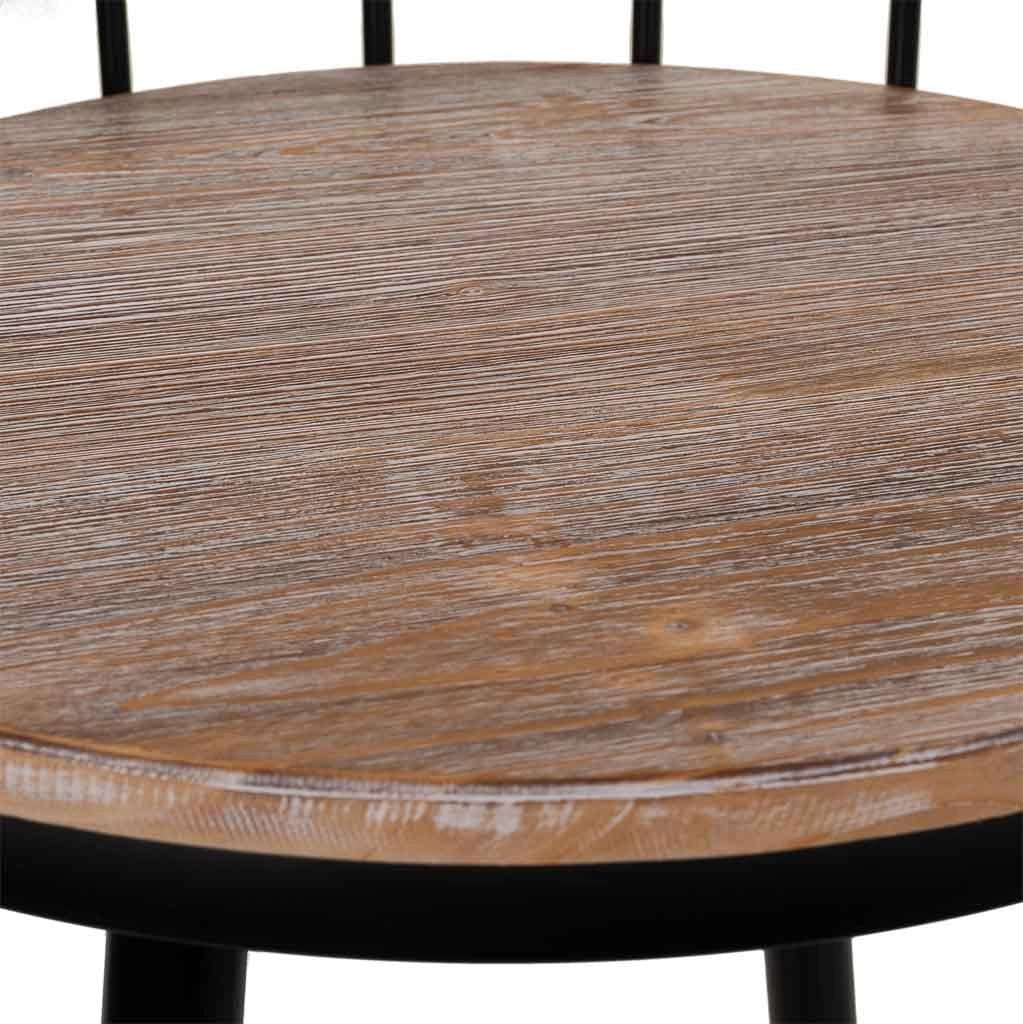 Sgabello con schienale metallo e legno nero 41x41x88