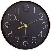 Orologio da parete nero 12 pollici silenzioso non ticchettante con numeri d'oro, orologio Arabo decorativo rotondo per soggiorno, camera da letto, cucina (batteria non inclusa)