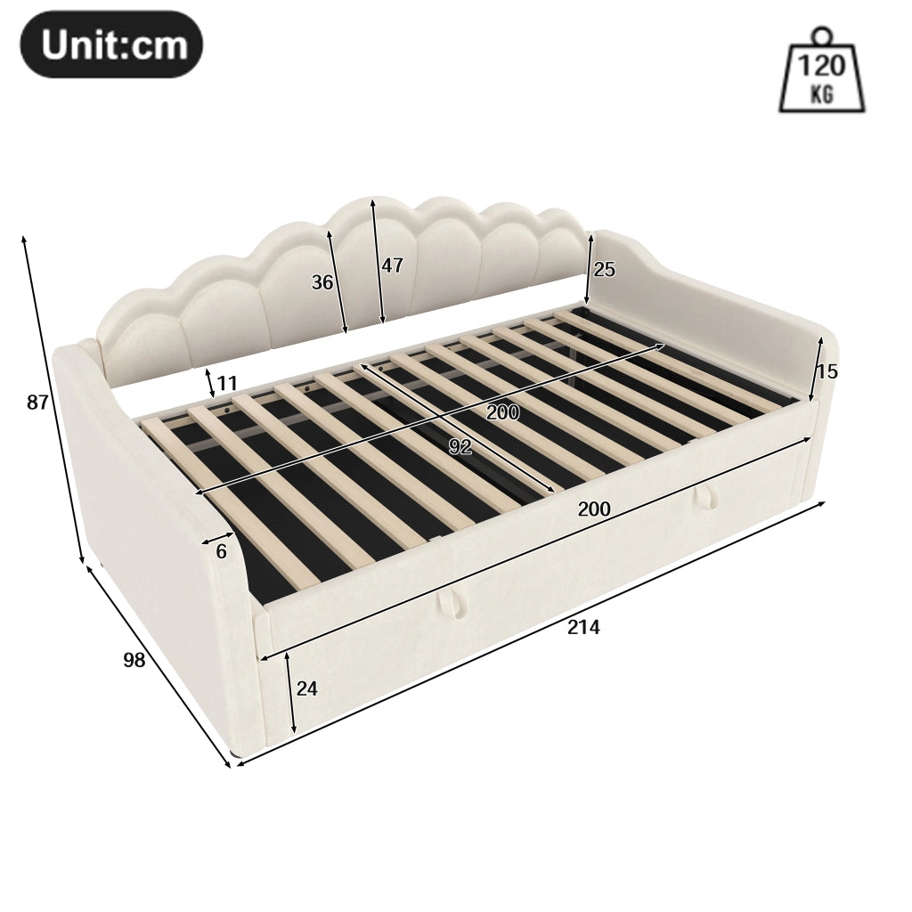 LETTO Divano letto idraulico con contenitore 90x200 cm velluto beige