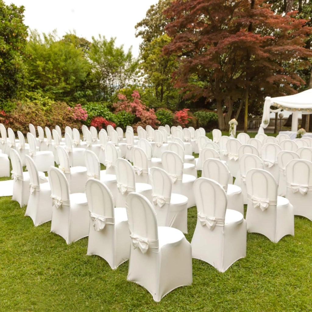 Set di 100 coprisedia universali, colore bianco, per feste, matrimoni e feste