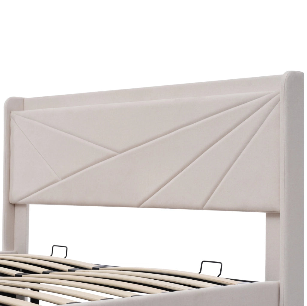 Letto matrimoniale 140x200 con materasso, USB-C e contenitore