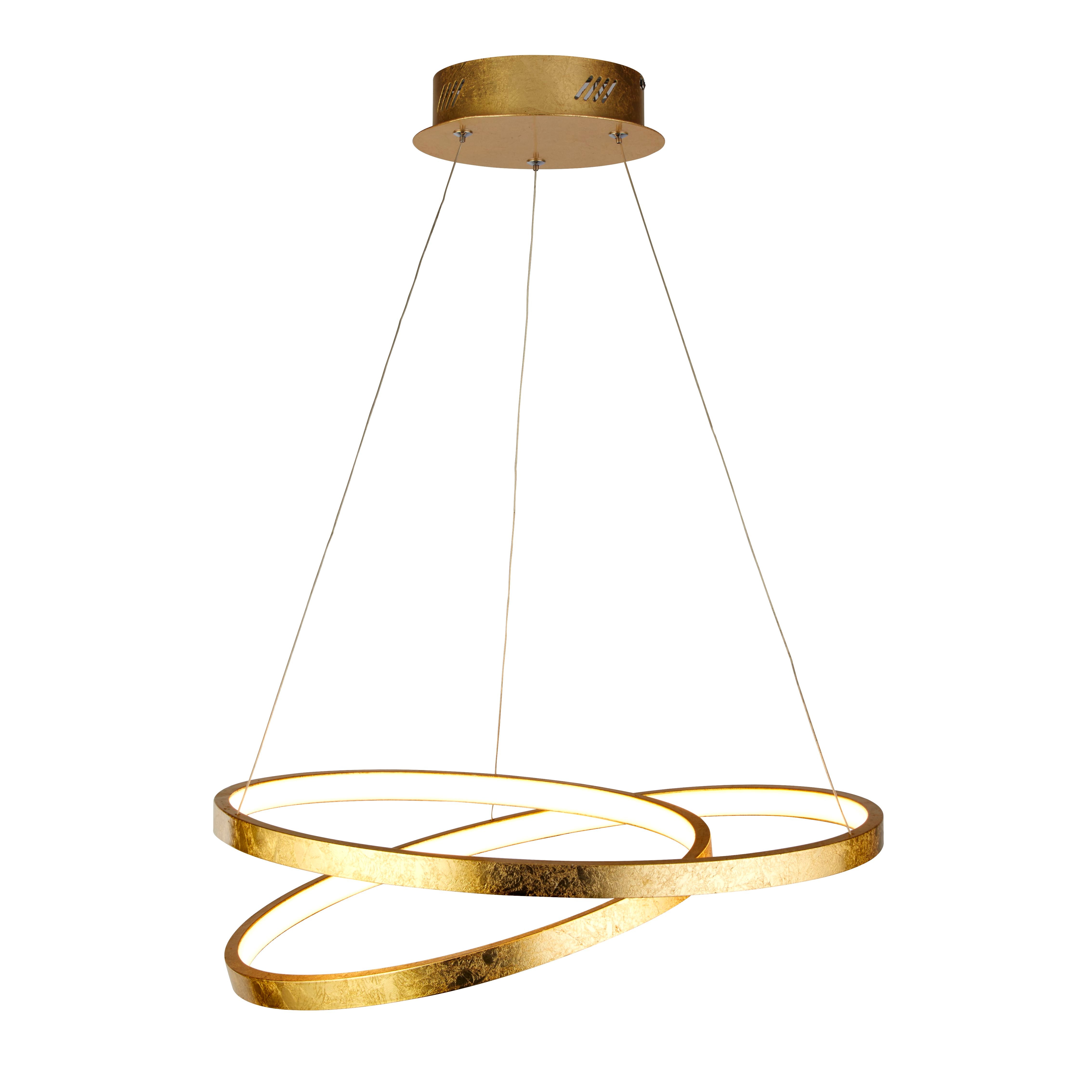 Lampadario Moderno Galleggiante Acciaio Oro Policarbonato Bianco Led 42,4W 3000K