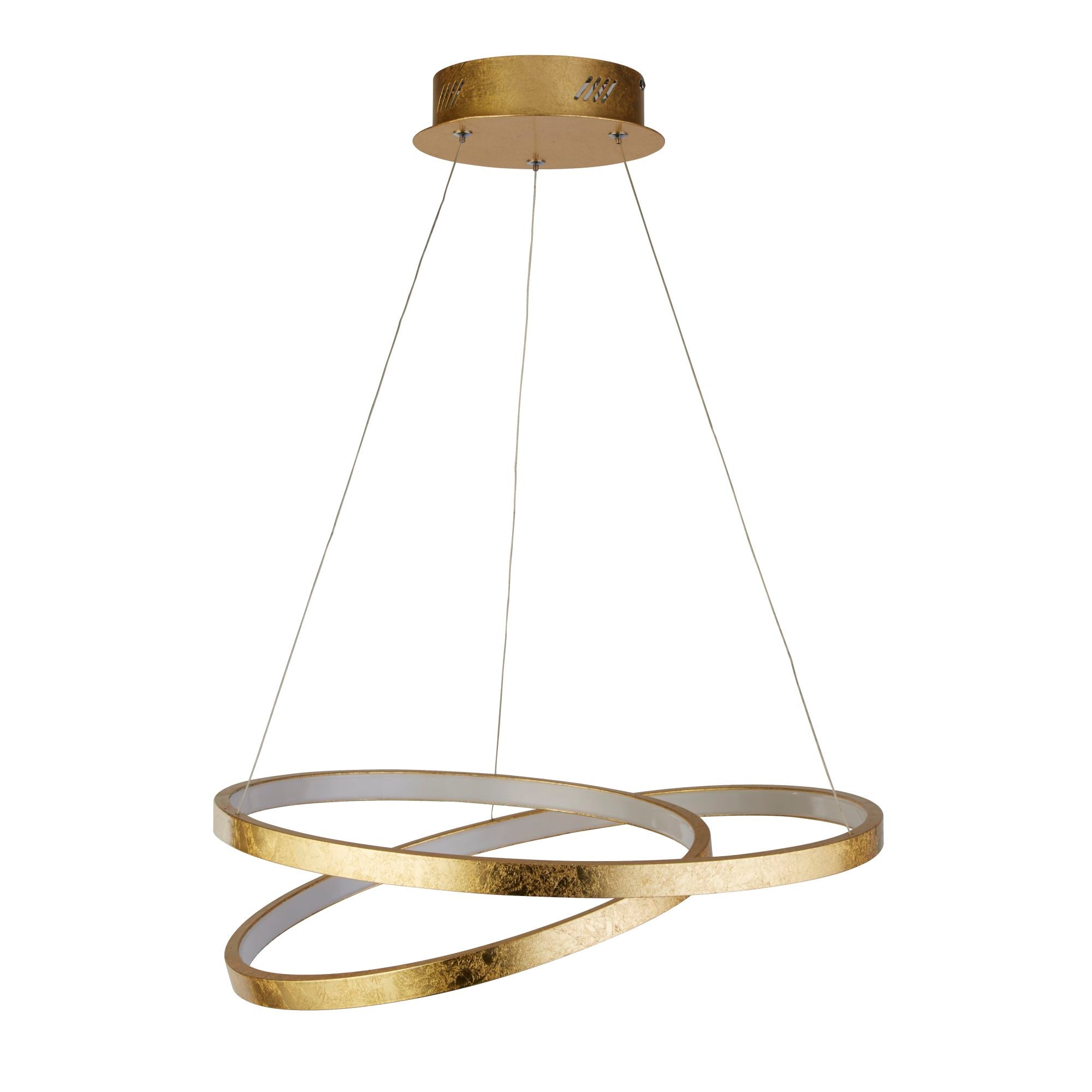 Lampadario Moderno Galleggiante Acciaio Oro Policarbonato Bianco Led 42,4W 3000K