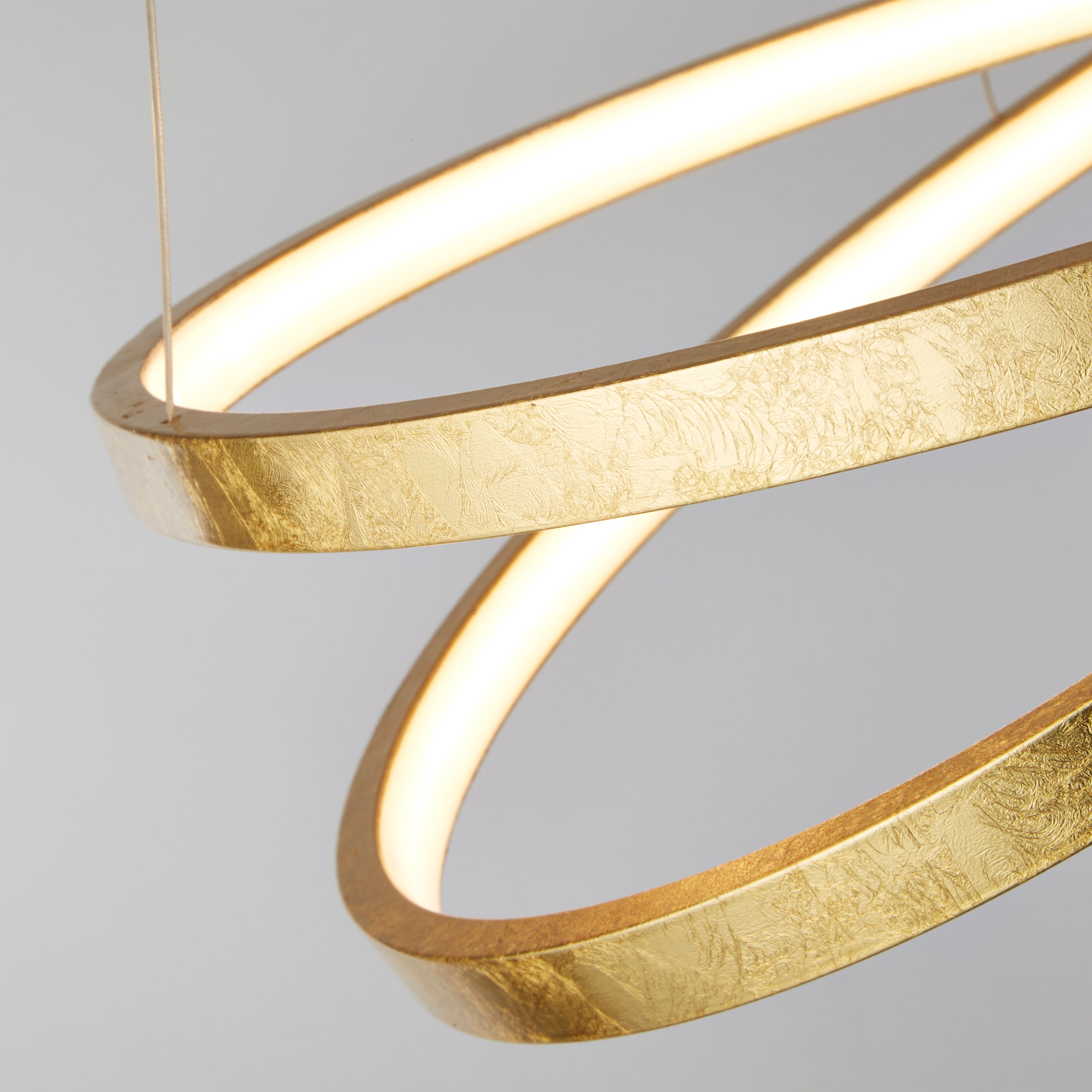 Lampadario Moderno Galleggiante Acciaio Oro Policarbonato Bianco Led 42,4W 3000K