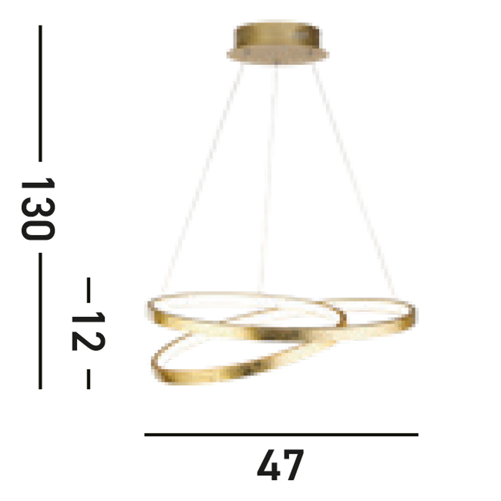 Lampadario Moderno Galleggiante Acciaio Oro Policarbonato Bianco Led 42,4W 3000K