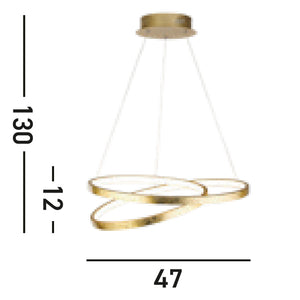 Lampadario Moderno Galleggiante Acciaio Oro Policarbonato Bianco Led 42,4W 3000K