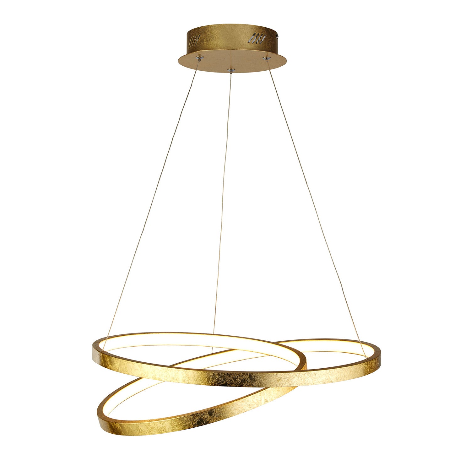 Lampadario Moderno Galleggiante Acciaio Oro Policarbonato Bianco Led 42,4W 3000K