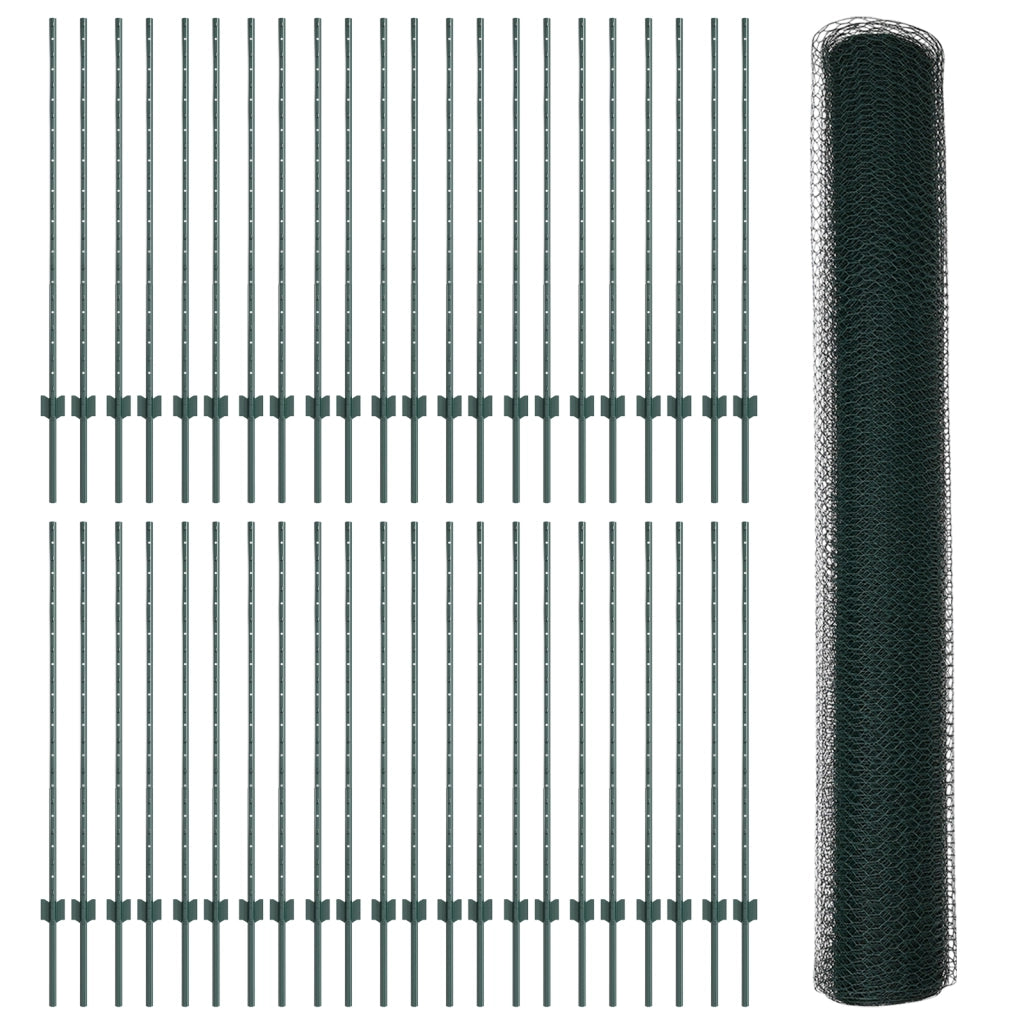 Posti per Recinzione  11 pz U-Channel Verde 120 cm Acciaio