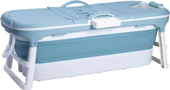 Cestino da bagno pieghevole per adulti - ideale per piccole cabine da bagno - con contenitore per lo shampoo e cuscino per la nuca - pratica e portatile - blu 148
