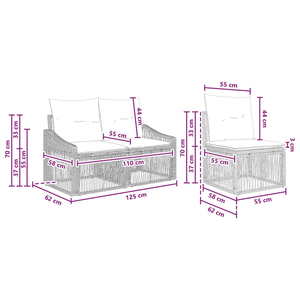Set Divano da Giardino 4 pcs Beige polyrattan 3435930