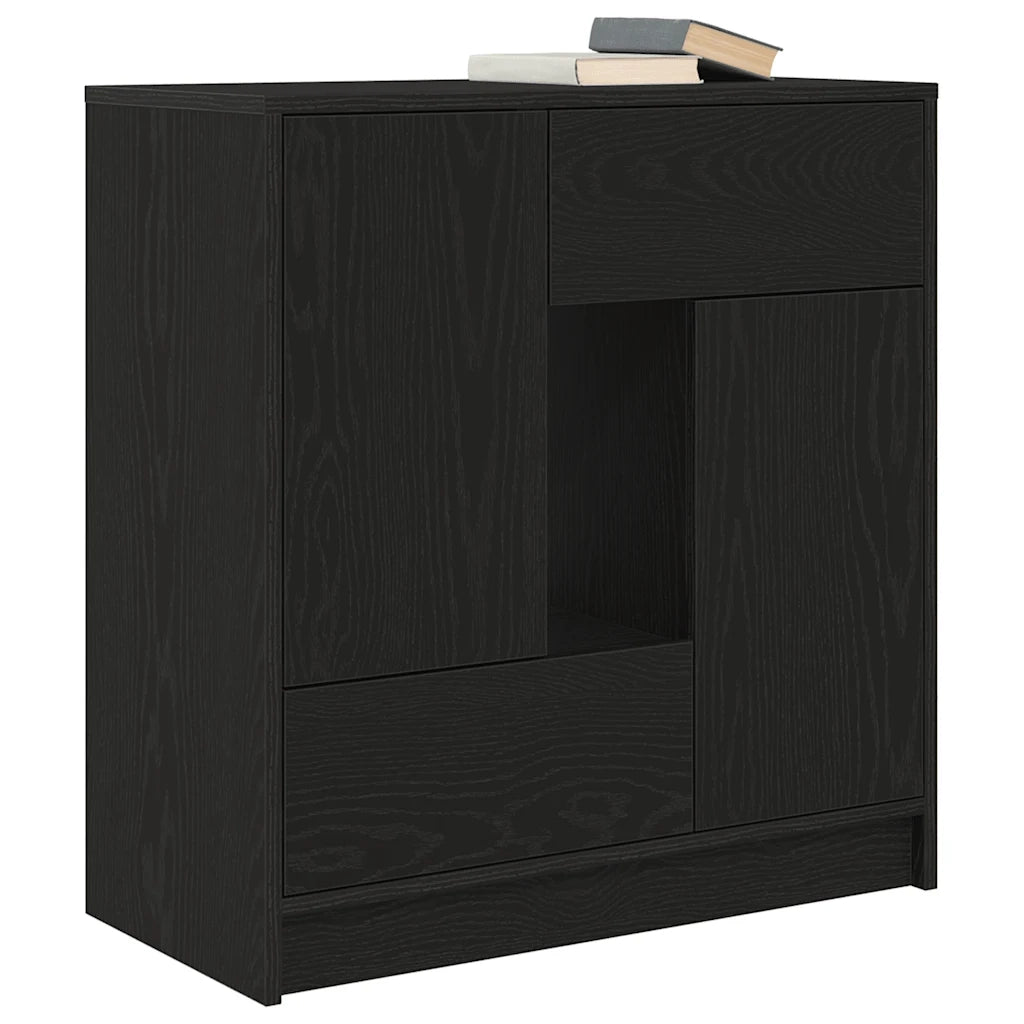 Credenza con Cassetti e Ante Rovere Nero 70,5x34x74,5 cm 861842