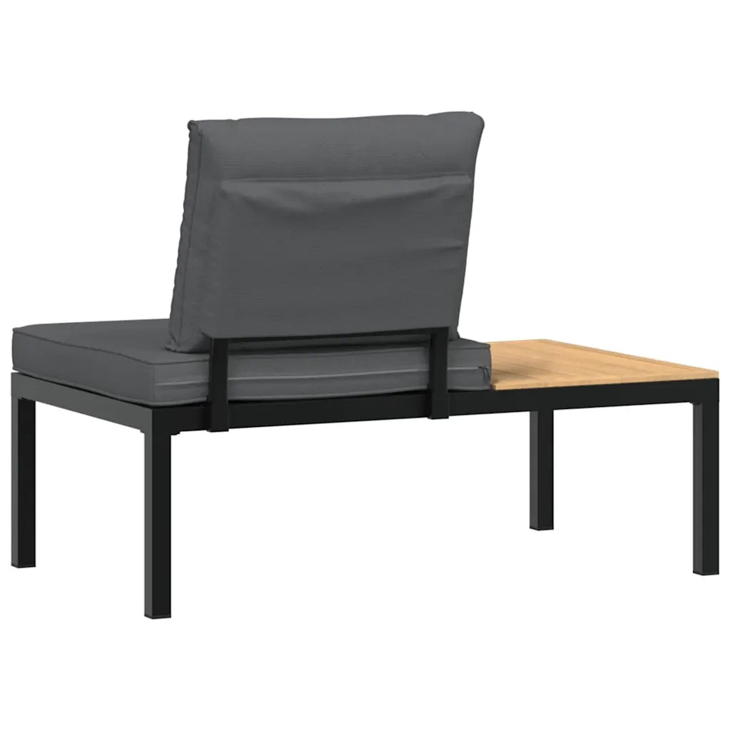 Panca da Giardino con Cuscini-Sgabello-Panca da esterno Nera in Alluminio 818976