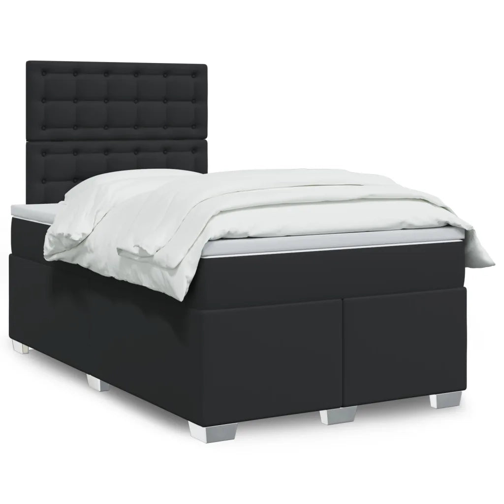 Giroletto a Molle con Materasso Nero 120x200 cm in Similpelle