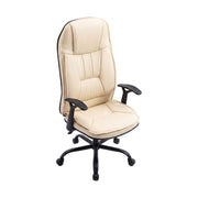 Yūto - Sedia Da Ufficio Ergonomica 50x131x47 cm Poltrona Direzionale Comoda con Ruote Girevoli in Similpelle Crema