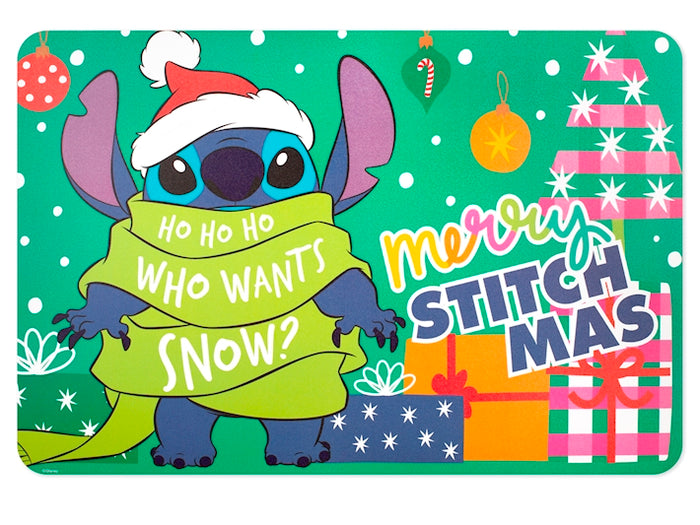 Tovaglietta stitch xmas verde in polipropilene decorata cm 45x30