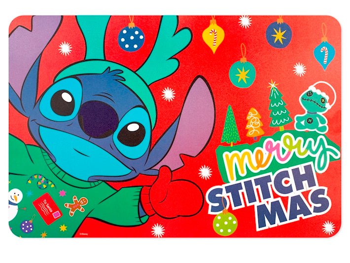 Tovaglietta stitch xmas rossa in polipropilene decorata cm 45x30