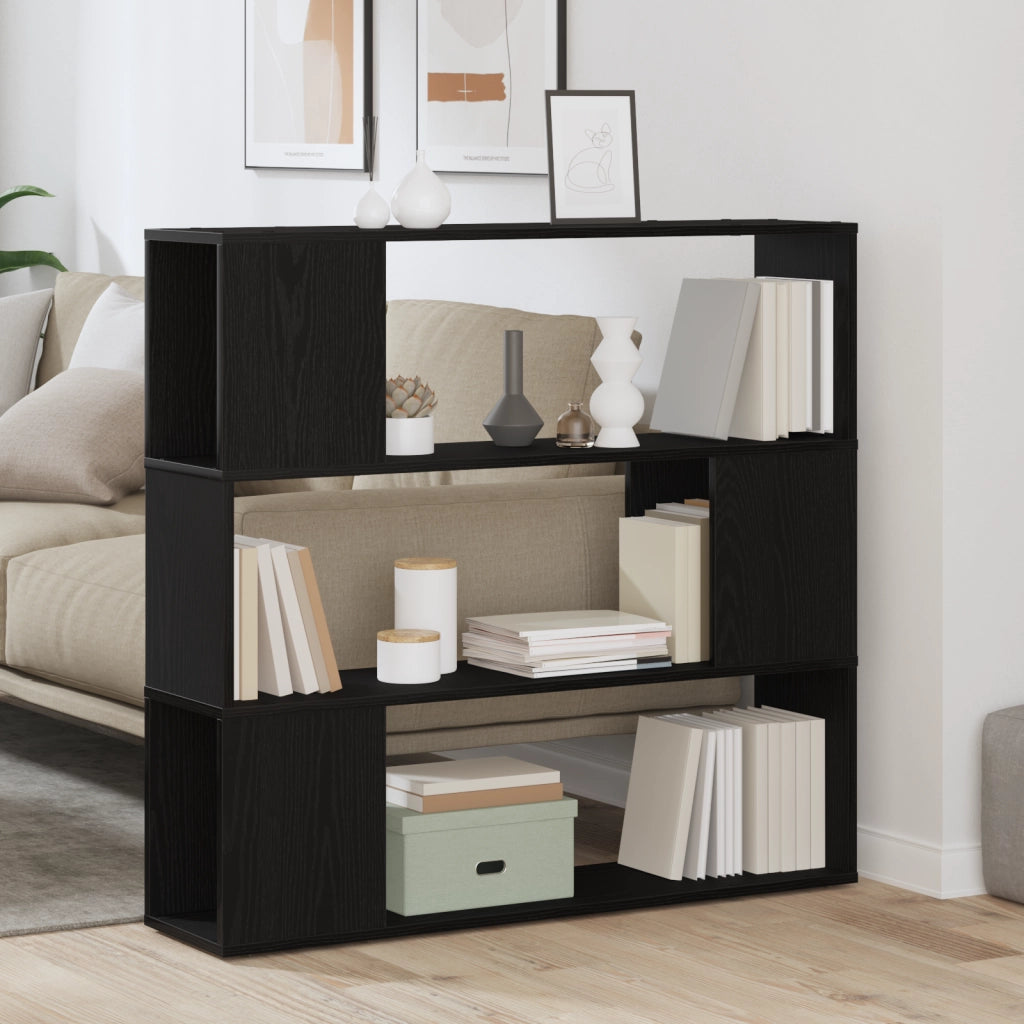 Libreria  Nera in Rovere 100x24x94 cm in Legno Ingegnerizzato