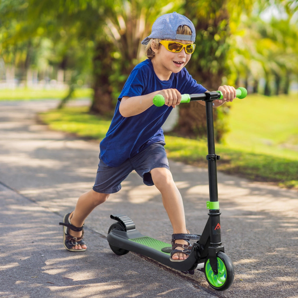 Monopattino Elettrico Pieghevole per Bambini 6+ Anni ad Altezza Regolabile, 71x36.5x75-80 cm, Nero e Verde