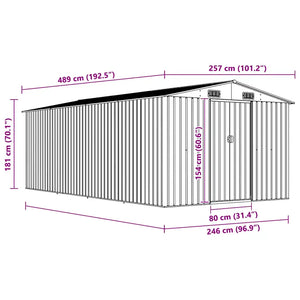 Capanno da Giardino 257x489x181 cm in Metallo Antracite cod mxl 65876