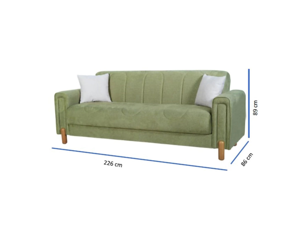 Papozze, Divano Letto 3 Posti Contenitore, 226x86 cm Verde