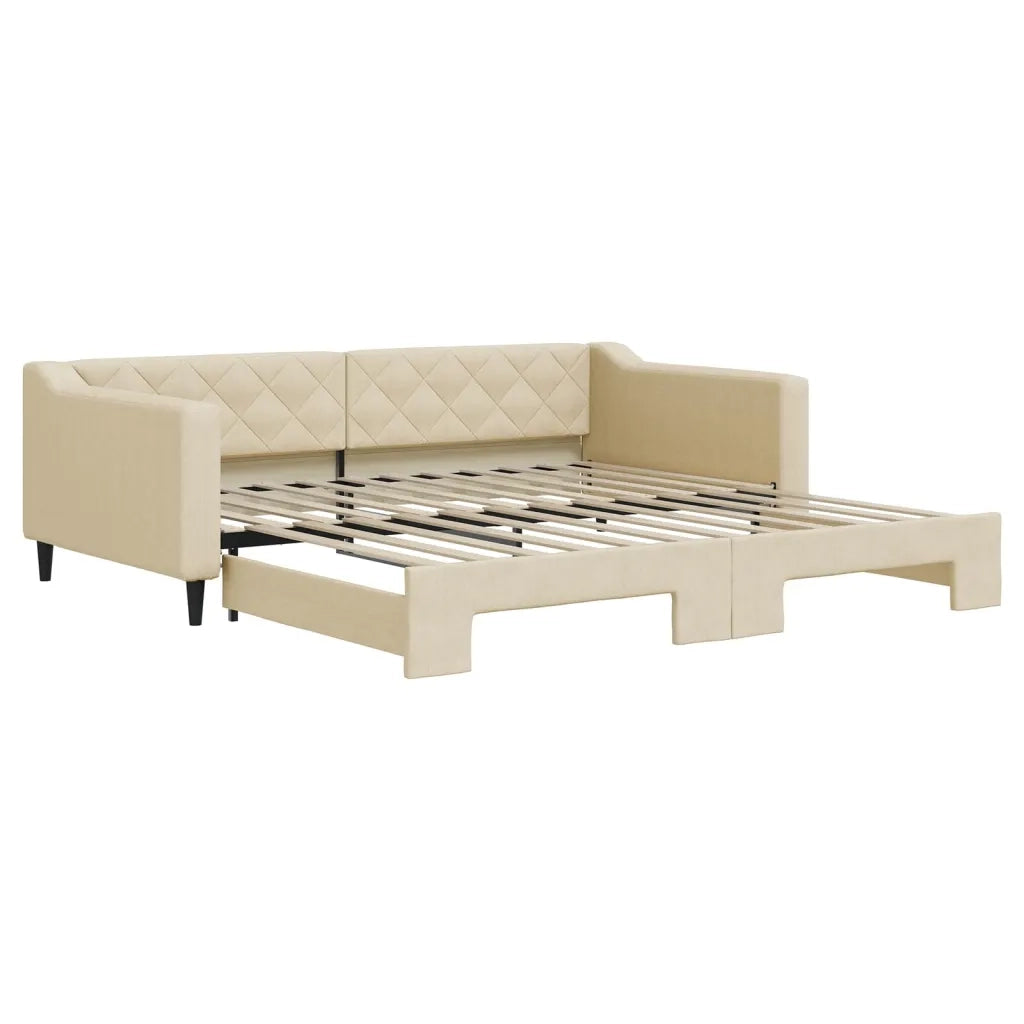 Divano Letto con Letto Estraibile Crema 100x200 cm in Tessuto 3197435