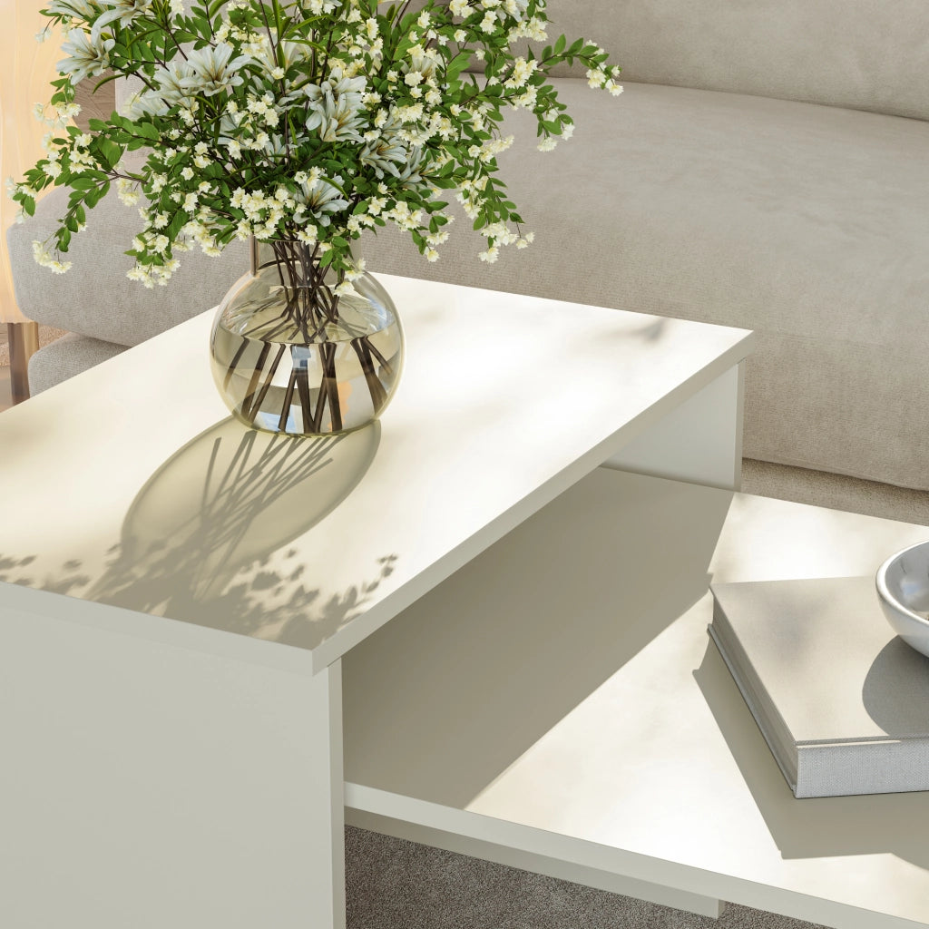 Set Sotapim di 2 Tavolini Rettangolari Componibili di Diverse Misure - Color Sabbia [en.casa]