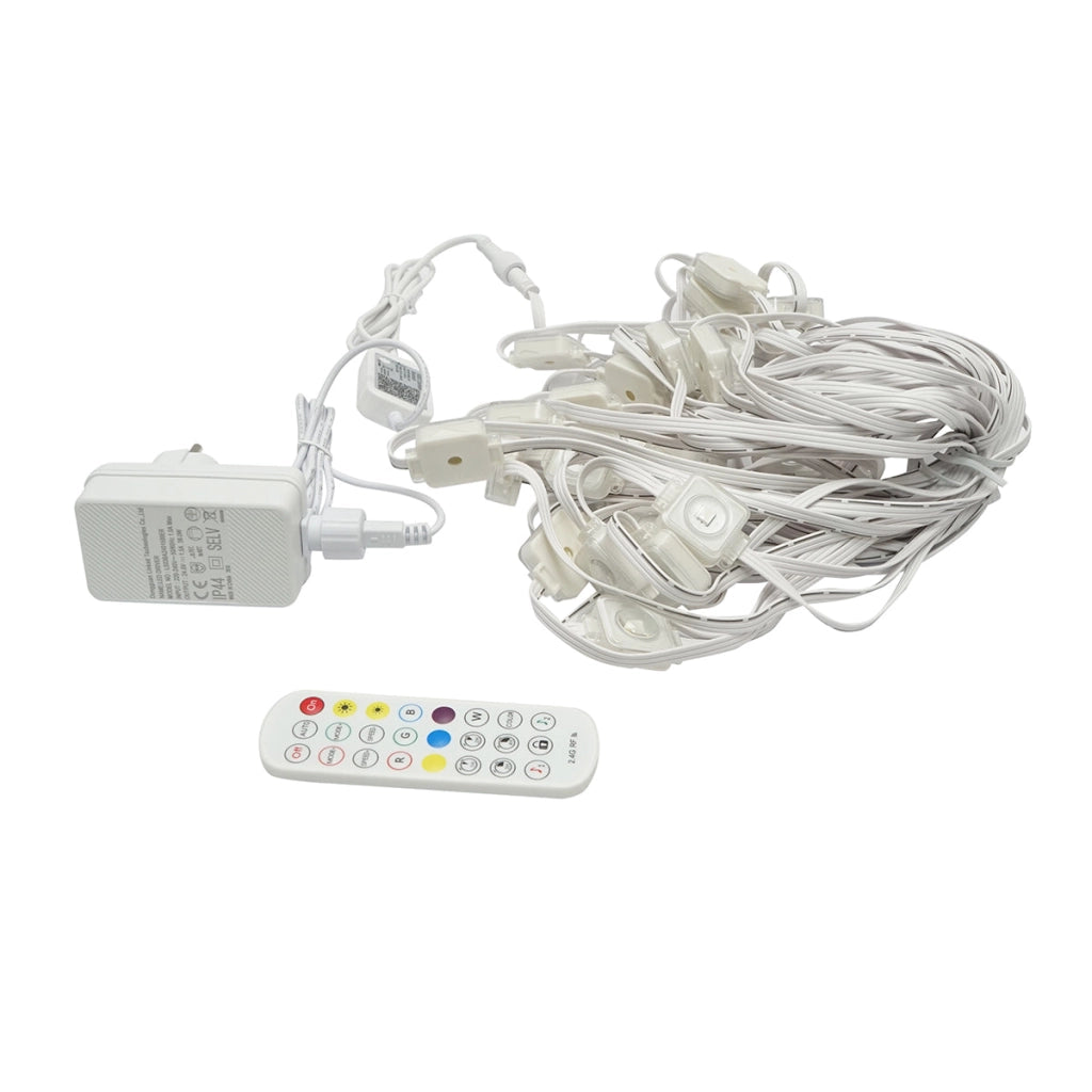 Kit di luci decorative intelligenti RGBIC da 15 m per esterni con telecomando, controllo vocale e app Surplife.