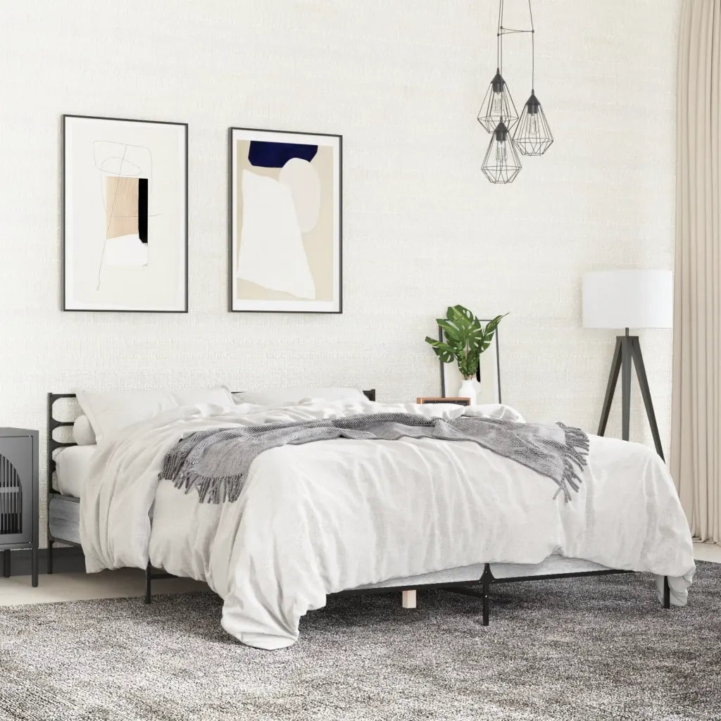 Giroletto-Struttura Letto Grigio Sonoma 140x190 cm in Legno Multistrato Metallo 770260