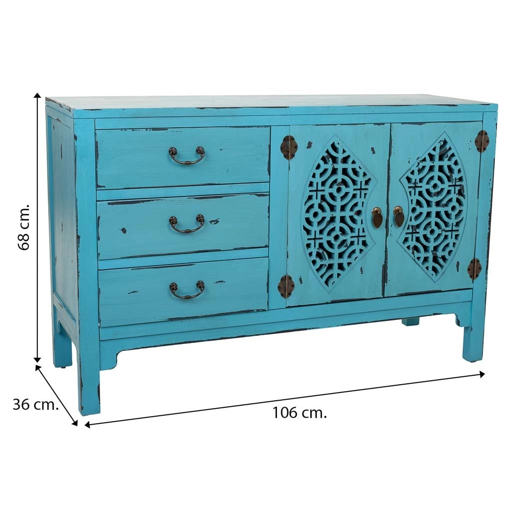Credenza in legno blu 106x36x68h