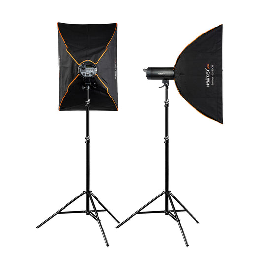 Campaigner 400 HS Set Double 2 flash fotografici da studio, luce LED da 400 W per foto e video, con 2 softbox 2 stativi luci e accessori