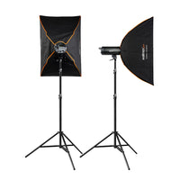 Campaigner 400 HS Set Double 2 flash fotografici da studio, luce LED da 400 W per foto e video, con 2 softbox 2 stativi luci e accessori