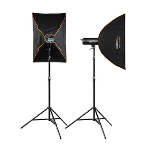 Campaigner 400 HS Set Double 2 flash fotografici da studio, luce LED da 400 W per foto e video, con 2 softbox 2 stativi luci e accessori