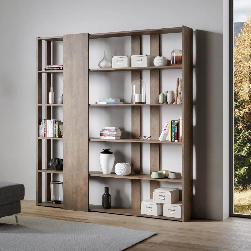 Composizione Libreria D Kato 6R 2 fianchi 4 fasce lunghe - Noce