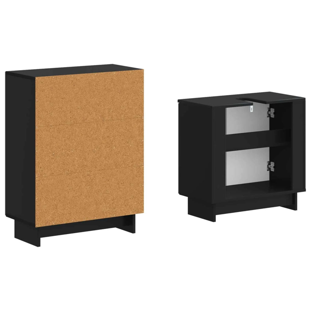 Set di Armadi da Bagno da 2 Pezzi EDE Nero Legno ingegnerizzato 3417577