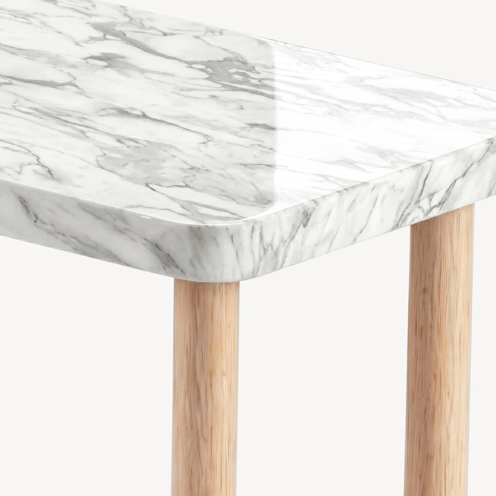 Scaffale da Terra Multiuso Nampernu a 3 Piani 62 x 40 x 18 cm - Effetto Marmo Bianco [en.casa]