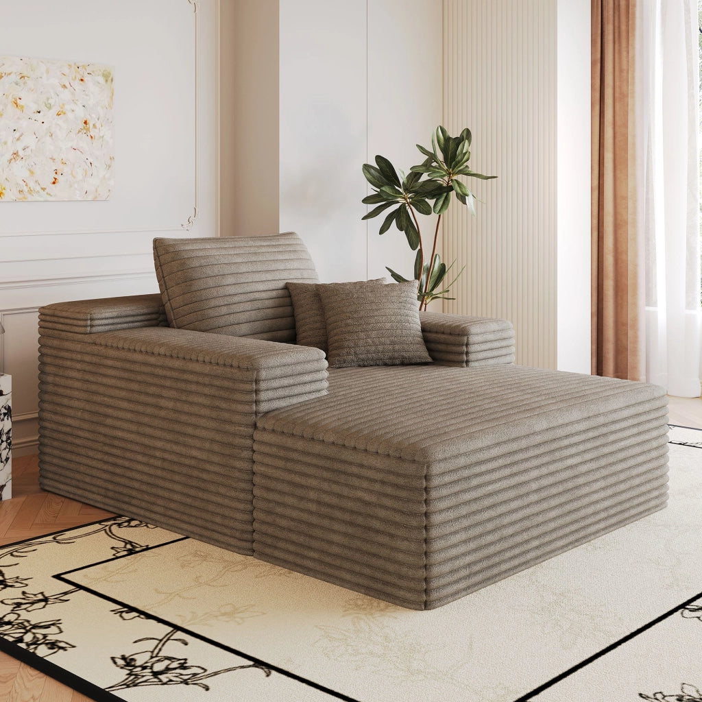 Poltrona a sdraio, divano in velluto a coste, 115 x 159 x 83 cm, struttura senza telaio, non richiede montaggio, cammello