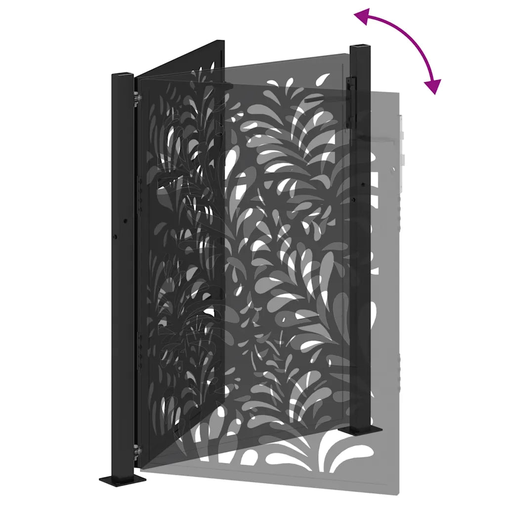 Cancello da giardino nero 100x125 cm in acciaio design ondulato 4100970