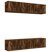 Set di mobili da 6 pezzi comprensivo di armadio credenza mobile TV soggiorno/camera da letto e salotto rifinito in rovere affumicato e legno marrone ingegnerizzato (02_0025108).