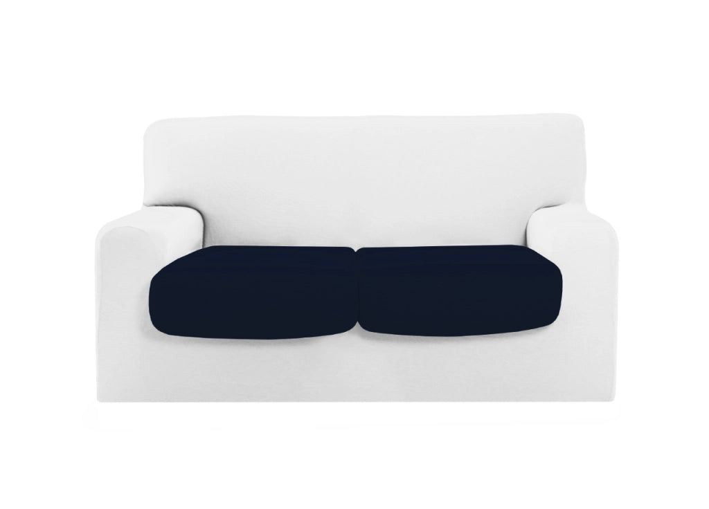 Copriseduta Sofà Elasticizzato Tinta Unita Smile Tessuto Millerighe - Coppia Seduta - Blue