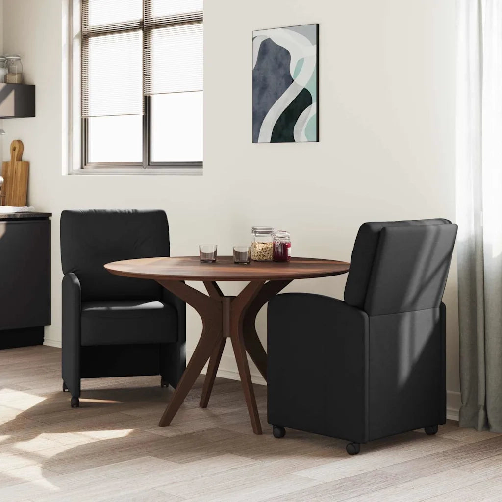 Sedie da Pranzo con Ruote 2 pcs Nero 57 x 67 x 95 cm Tessuto 42017849