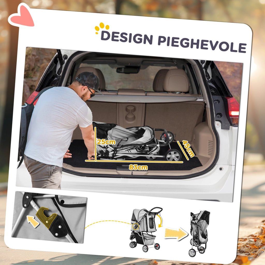 Passeggino per Cani Pieghevole ¨C zephmum ¨C Grigio