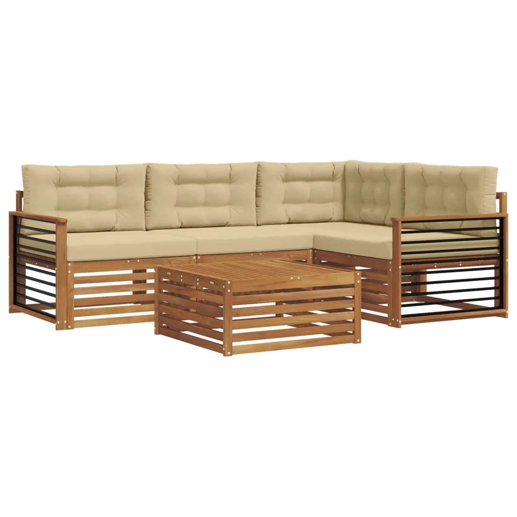 Set di divani da esterno con cuscino 5 pcs Naturale e Beige