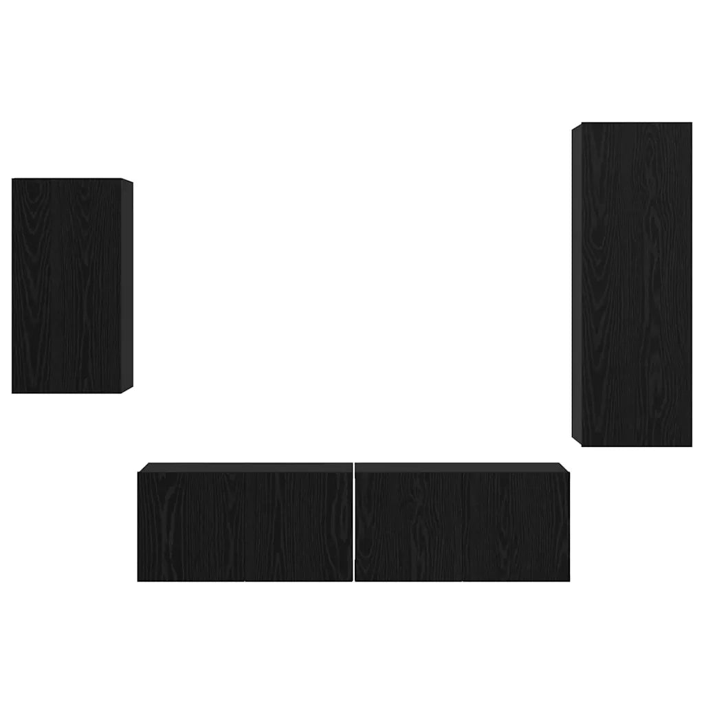 Set mobile TV 4 pcs Rovere Nero Legno multistrato 3393283