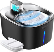 Fontana per Gatti Automatica a Batteria con Sensore di Movimento e Fonte di Cattura di Acqua Fredda - 4000 mAh - con 2 Filtri - Nero